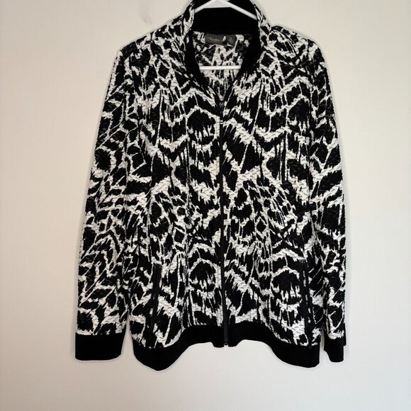 TRAVELERS COLLECTION by CHICO'S Long Sleeve Cardigan Womens 3(Large) Black White - Picture 4 of 5